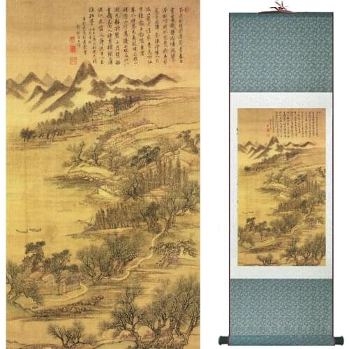 Landscape painting Home Office Decoration Chinese scroll painting Mountains and river painting 19082409