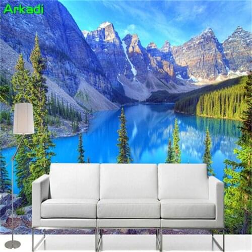 Custom 3D Photo Wallpapers Landscape Blue Sky White Clouds Nature Landscape Drawings Customized Living Room Bedroom Decoration