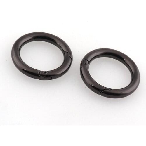 Zinc Alloy Spring Gate O Ring Metal Gun Black Openable Keyring Inner 1'' Round Carabiner Snap Clip Trigger DIY Accessorie(6pcs)