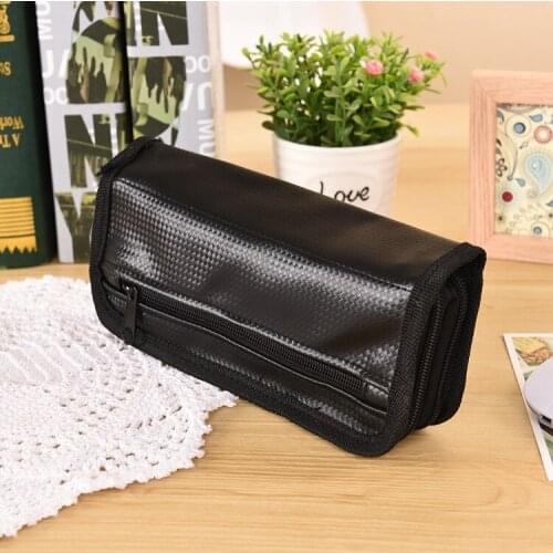 Luxury Black Leather PU Pencil Case High Capacity Simple Student Stationery Water Proof Korean Stationery Back To School Pen Box