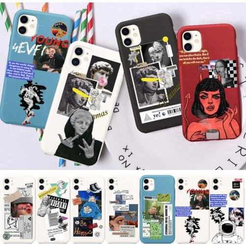 Funny Art Para Labels Mona Lisa Astronaut Phone Case for IPhone 12 11 Pro Max X XR XS Max 6 7 8 7Plus Silicone Case Phone Shell