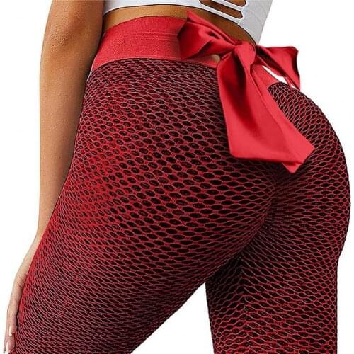 Sporty Women Pants Seamless Leggings Honeycomb Bow Jacquard Hip Lift Pencil Pants Workout Skinny Gym Leggings Plus Size