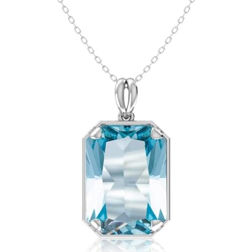 Szjinao Aquamarine Necklace Pendant For Women Fine Viking Sky Blue Topaz Gemstone Pendants Silver 925 Jewelry Handmade Vintage