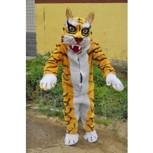 Tiger Adult Mascot Costume Unisex Cartoon Apparel Fancy Dress Halloween Mascot for Halloween Party Performance Drama Wear Suit
