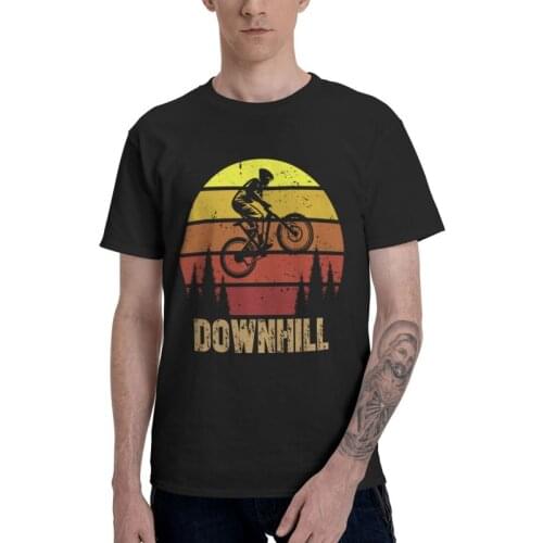 Vintage Retro Mountain Bike T Shirt for Men 100% Cotton Print T-shirts Novelty Tshirt Short Sleeve MTB Downhill Biking Tee Tops