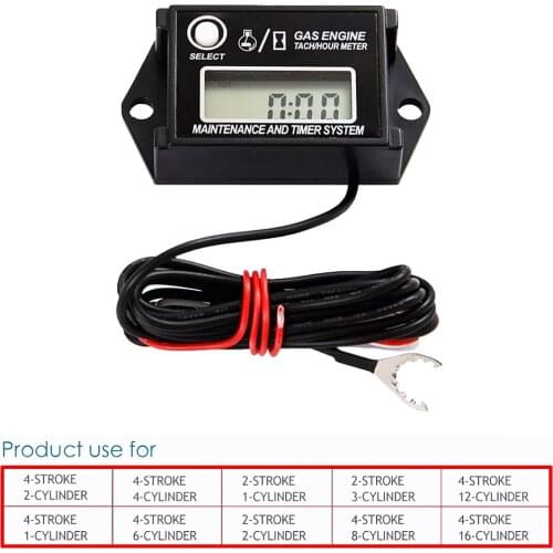 Waterproof Tiny Tach Digital Hour Meter Tachometer Resettable Job Timer Power