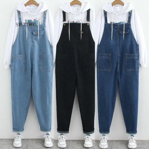 Spring Autumn Fashion Denim Overalls 2019casual denim straps feet pants plus size 6XL womens clothing 6xl loose pants