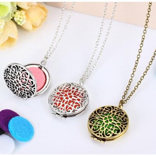 1 Pcs With 5 Felt Pads Essential Oils Diffuser Necklace Gold Aromatherapy Diffuser Women Necklace