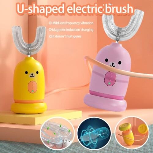 Electric U Shaped Toothbrush Kids Child Sonic Smart Waterproof Children Baby Silicone Toothbrush Charging Ultrasonic Toothbrush