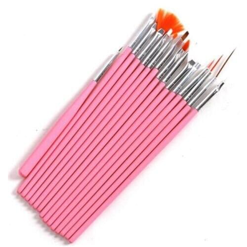 15PCS Nail Art Brush Pen Dotting Painting Drawing Fan Line Builder Design Polish Gel UV Tips Decoration Manicure Tools