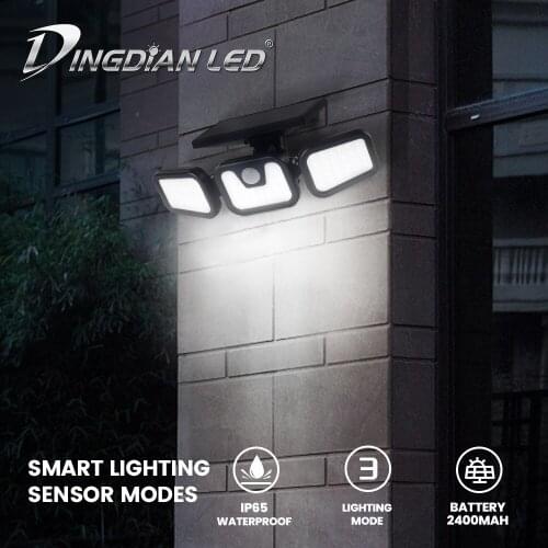 3 Head Security Lights Waterproof Solar Wall Lamp Light Outdoor Motion Sensor Solar Powered PIR Sensor Wall Light for Garden