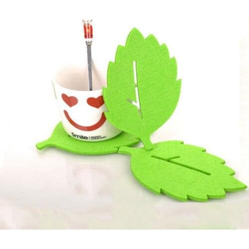 3Pcs/Set Fashion Leaf-shaped Tea Cup Coaster Heat Insulation Felt Mat Table Decor Insulation Pad Potholder Mat