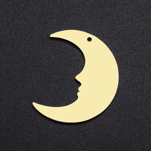 5pcs/lot 100% Gold Stainless Steel Luna Moon Charm Pendant Wholesale Never Fade Top Quality Jewelry Bracelet Making