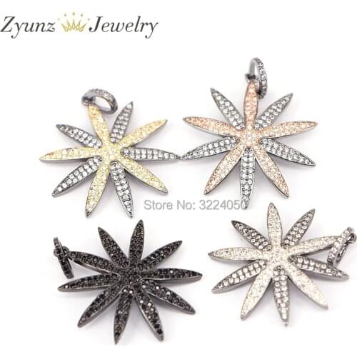 5PCS ZYZ175-9506 New Style CZ Pendants Women Jewelry Micro Pave Zircon Exquisite Flower Design Necklace Pendant Jewelry