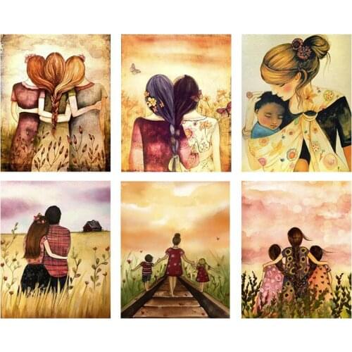 5D DIY Full Cartoon Girl Diamond Embroidery Cross Stitch Monther Lover Friendship Sister Diamond Painting Home Room Art