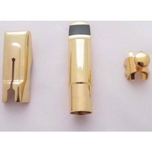 Brand New Gold Plated Tenor Soprano Alto Saxophone Mouth Piece Sax Metal Mouthpiece + Cap + Ligature Size 5 6 7 8 9