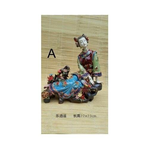 Ancient beauty music free Naihe Shiwan doll porcelain classical girl Beauty figure Sculpture statue Chinese style decoration