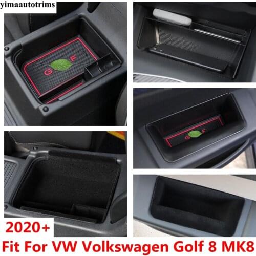 For VW Volkswagen Golf 8 MK8 2020 2021 Front Door Side Handle Storage Box Center Console Armrest Holder Organizer Accessories
