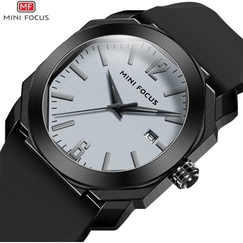 MEGIR MINI FOCUS Original Men Rectangle Business Quartz Wristwatches Calendar Luminous Hands Fashion Casual Male Clock Silicone