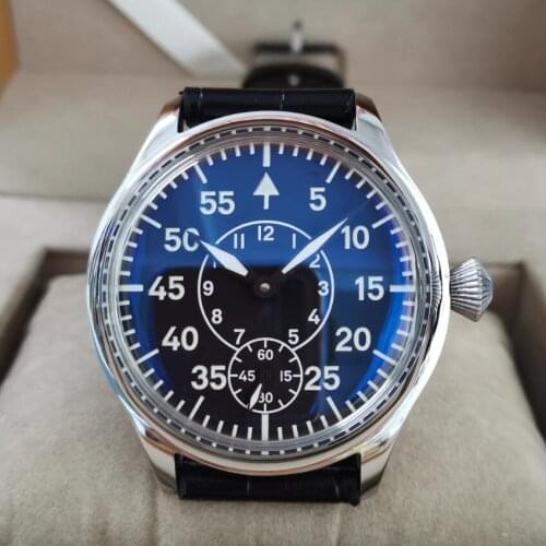 44mm not have logo Mechanical Hand Wind Mens Watch Blue glass Bulge Bubble mirror C3 luminous Seagull st3621 movement G052