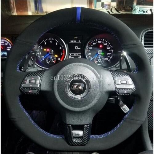 DIY Black Suede Car Steering Wheel Cover for VOLKSWAGEN Golf R GTI Scirocco GLI Sagitar