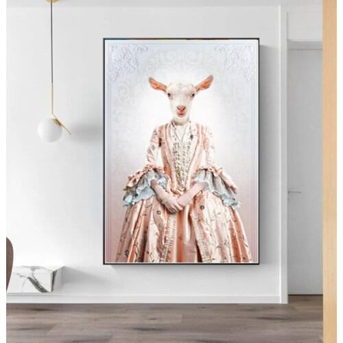 Elegant Goat Portrait Animal Art Canvas Paintings Wall Art Posters Prints Wall Pictures for Living Room Home Wall Cuadros Decor