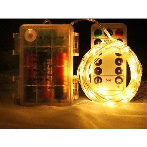 3AA Copper Wire String Lights 8 Function Remote Control10m 20m LED Waterproof Starry Christmas Camping Garden Decoration Lantern