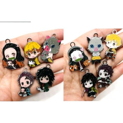 Hot Sale 100 pcs Cartoon Japanese anime Anime Kimetsu no Yaiba Charm Pendants DIY Jewelry Making Accessories U-120