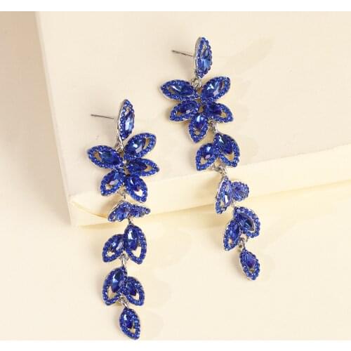 HYSECMAO Korean Shiny Full Colorful Crystal Flower Drop Earrings for Women Fashion Statement Elegant Femal Wedding Party Jewelry