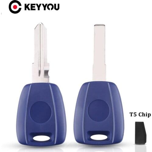 KEYYOU 10X For Fiat Bravo Punto Ducato Daily Scudo Fob Transponder T5 Chip Key Shell Fit Replacement SIP22/GT15R Uncut Blade