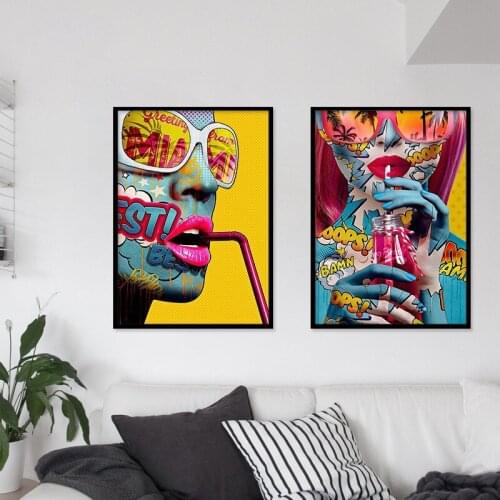 Creative Colorful Graffiti Sunglasses Beauty Decorative Painting Home Art Canvas Painting Wall Picture for Living Room Abstract
