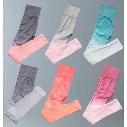 Gradient Color Yoga Pants For Women Gym Fitness Running Workout Trousers High Waist Seamless Sports Leggings Hip Push UP Tights