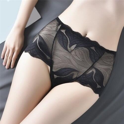 Fashion Sexy Women Panties Women Lace Soft Seamless Briefs Intimates Transparent Hollow Out Underwear Mature Lingerie