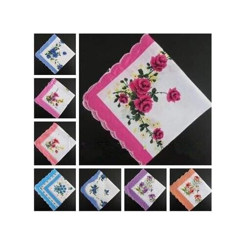 Handkerchief crescent edge elderly ladies and children cotton printed handkerchief retro cotton