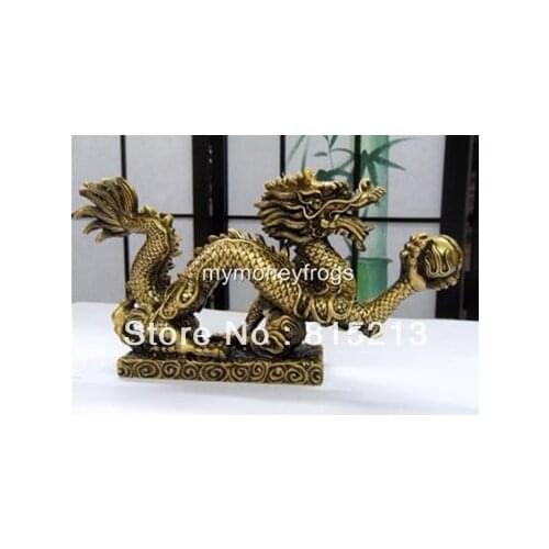 NEW LARGE Brass Chinese Oriental Feng Shui Water Dragon Year Statue