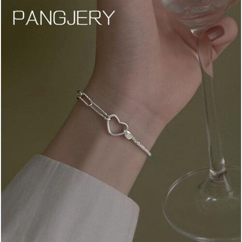 PANGJERY 925 Sterling Bracelets for Women INS Fashion Simple Exquisite Tassel Gypsophila LOVE Heart Anniversary Jewelry Gifts