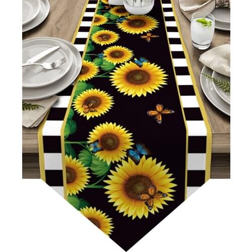 Sunflower Butterfly Lattice Table Runners Home Dining Coffee Table Decor Table Cloth Wedding Decoration Table Cover
