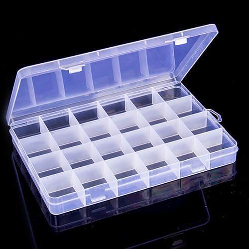 Useful 24 Compartments Clear Plastic Storage Box Bin Jewelry Earring Case Container