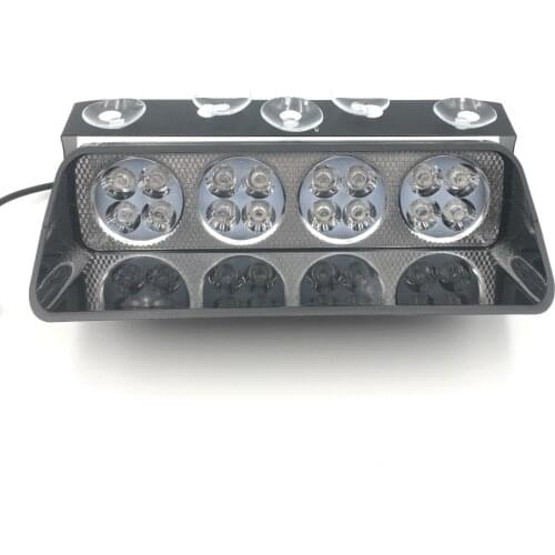 48W Police Lights 16 LED Red/Blue White Car Sucker Strobe Flash Warning Light Dash Emergency Flashing Lights 12V