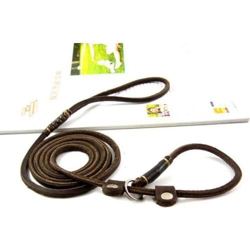 HSWLL Genuine leather Cowhide Dog leash leash p chain training rope racing chain dog leash dog collar For Small and medium dogs