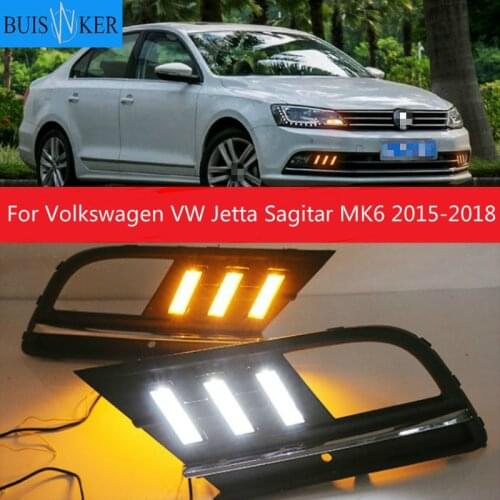 Fog lamp For Volkswagen VW Jetta Sagitar MK6 2015-2018 car styling driving LED DRL Daytime Running Light Daylight