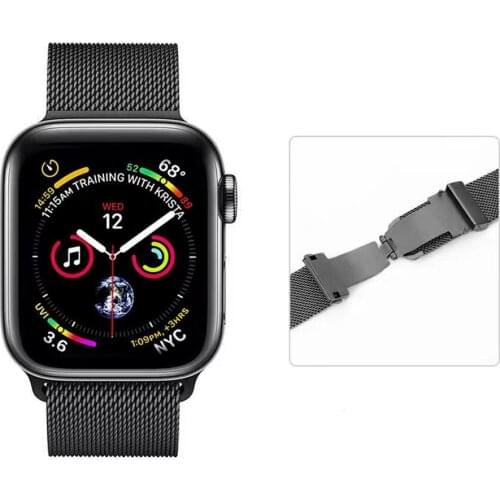 Milanese watch strap for Apple watch 44mm 40mm Series 6 5 4 SE Metal butterfly buckle bracelet band for iwatch 3 band 42mm 38mm