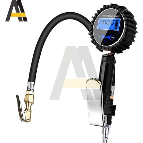 Tire Pressure Gauge Digital Display Head 200 PSI Air Pressure Inflation Meter Test Meter With US Air Inlet Nozzle for Car