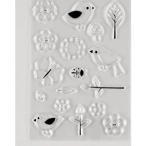 Cute bird stamps flower scrapbooking stamp diy craft stamp travelers notebook deco stamps