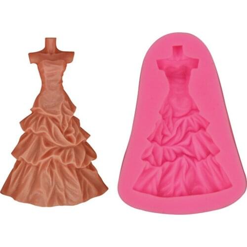 Princess bride wedding dress chocolate flip sugar cake silicone mold smeared chest skirt dry Pace shape mold gypsum drop glue