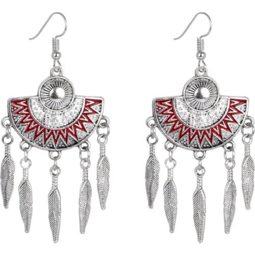 Hesiod Vintage Geometric Red Drop Dangle Earrings for Women Party Wedding Earring Jewelry