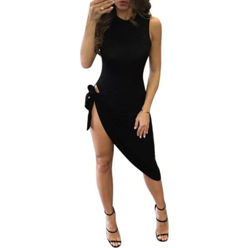 Free Shipping Black Hollow Out Sexy Bandage Dress Sleeveless Fashion Irregular Package Hip Short Mini Dress Sexy Party ClubWear