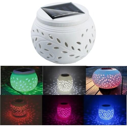 2 Modes Outdoor Solar LED Light Outdoor Colorful Hollow Ceramic Lamp Waterproof For Party Holiday House Atmosphere Garden Light