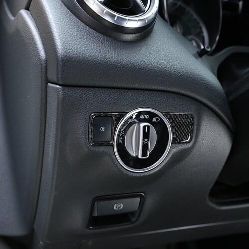 2pcs/lot Carbon Fiber Car Interior Head light lamp switch button Frame Cover For Mercedes Benz A Class CLA GLA W169 W117 W156