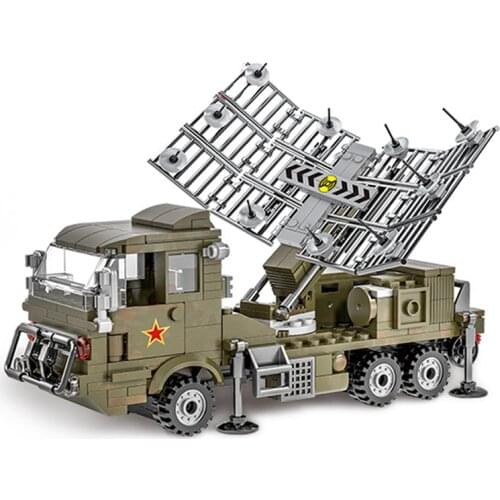 2021 World War 2 Army Military Soldier City Police SWAT Radar Monitoring Vehicle Building Blocks Bricks Kids Toys Gift